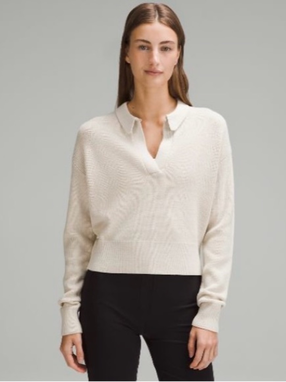 lululemon athletica Cream V‑Neck Polo Sweater